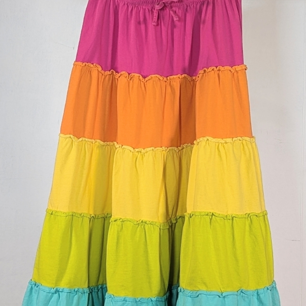 Colorful Tiered Girls Organic Cotton Skirt